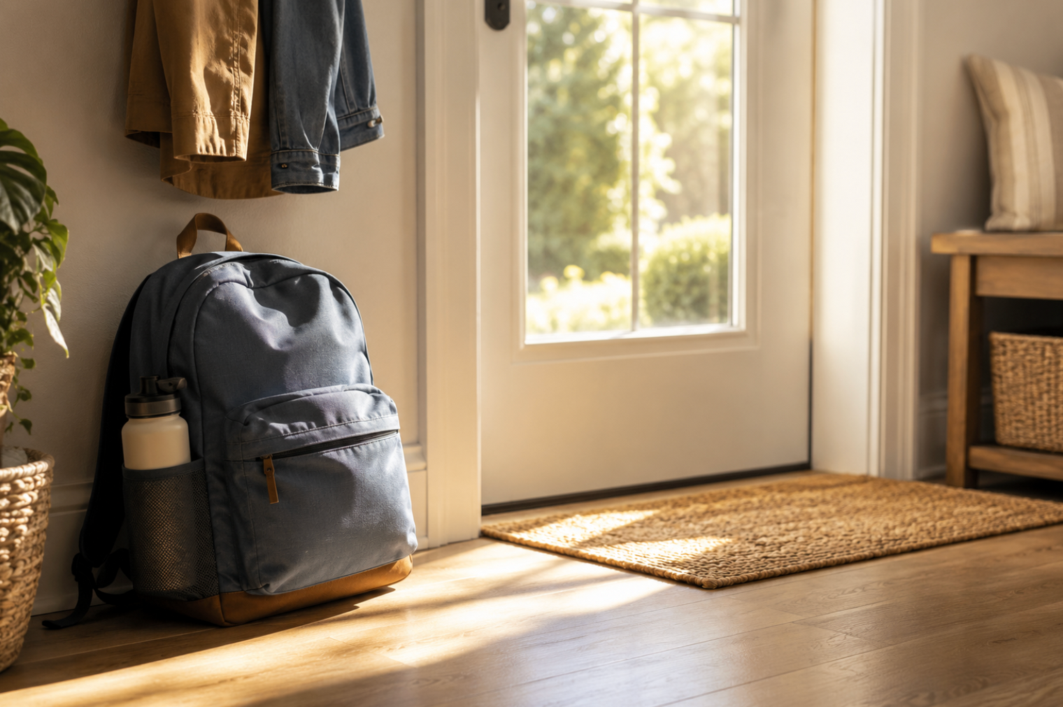 backpack by door