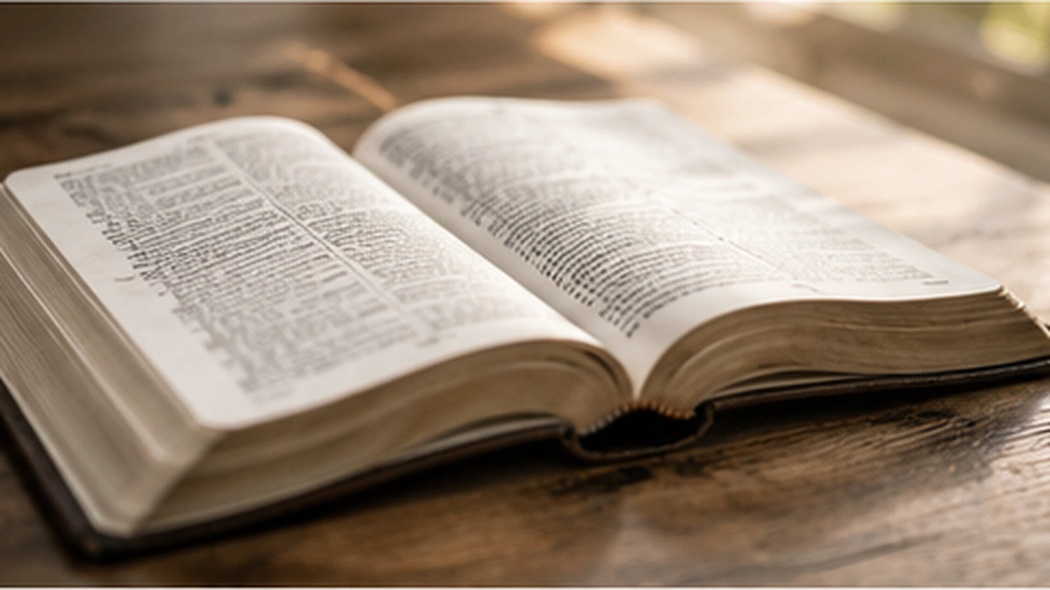 An open Bible resting in warm afternoon light
