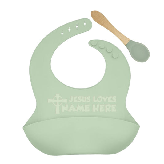 Silicone Bib and Spoon Set - Custom Name